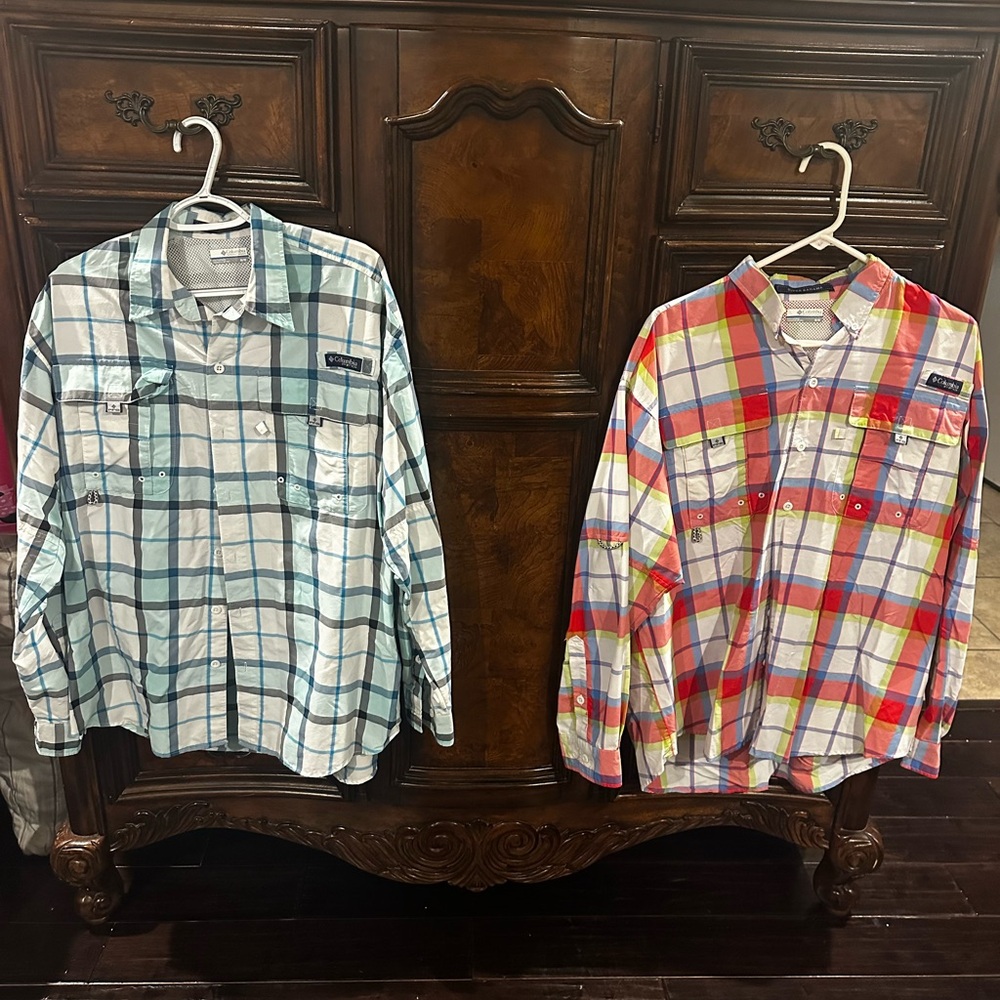 COLUMBIA FISHING SHIRTS (2) PFG SUPER BAHAMA LONG SLEEVE MED (RUNS BIG) - Picture 1 of 7